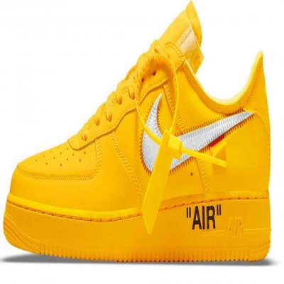 Men's Off-White? x Nike Air Force 1 University Gold Shoes 023