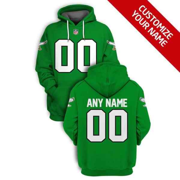 Men's Philadelphia Eagles Active Player Custom 2021 Green Pullover Hoodie