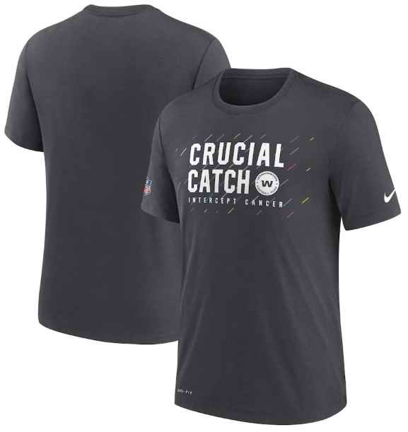 Men's Washington Football Team Charcoal 2021 Crucial Catch Performance T-Shirt