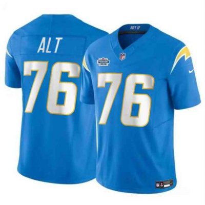 Men's Los Angeles Chargers #76 Joe Alt Light Blue 2024 With Dradt Patch Vapor Limited Stitched Football Jersey