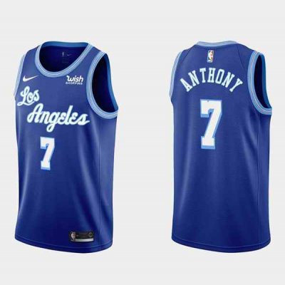 Men's Los Angeles Lakers #7 Carmelo Anthony Blue Classic  Edition Stitched Basketball Jersey