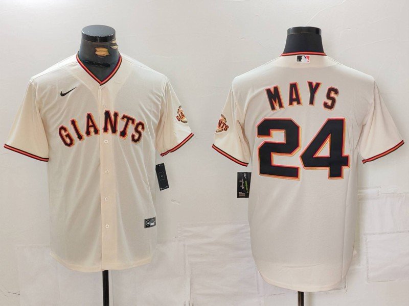 Men's San Francisco Giants #24 Willie Mays Cream Stitched Baseball Jersey