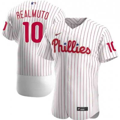 Men's Philadelphia Phillies #10 J.T. Realmuto White Flex Base Stitched Jersey