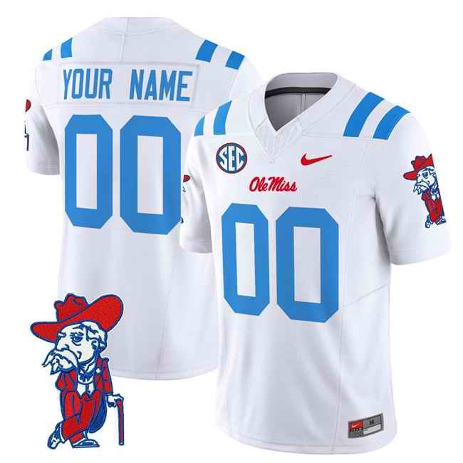 Men's Ole Miss Rebels Active Player Custom White 2024 F.U.S.E Stitched Jersey