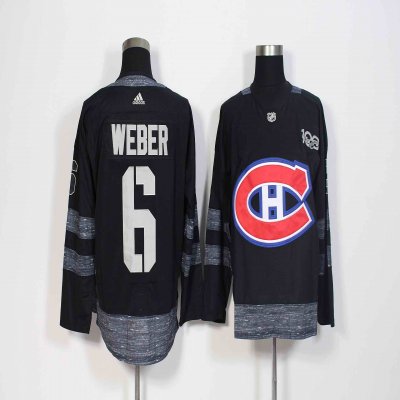 Men's Adidas Montreal Canadiens #6 Shea Weber Black 1917-2017 100th Anniversary Stitched NHL Jersey