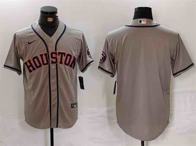 Men's Houston Astros Blank Grey Cool Base Stitched Baseball Jersey