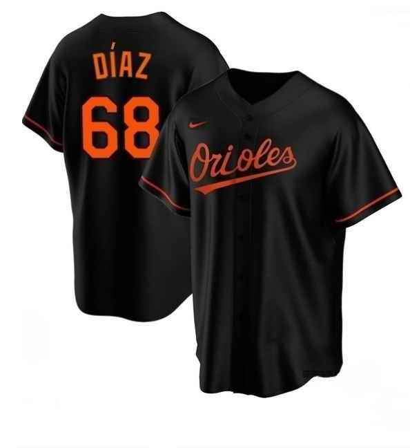 Men's Baltimore Orioles #68 Lewin D'az Black Cool Base Stitched Jersey