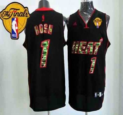 Heat #1 Chris Bosh Black Camo Fashion Finals Patch Stitched NBA Jersey