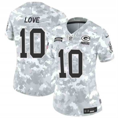 Women's Green Bay Packers #10 Jordan Love 2024 F.U.S.E Arctic Camo Salute to Service Limited Stitched Football Jersey(Run Small)