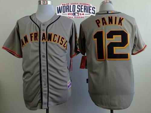 Giants #12 Joe Panik Grey Road Cool Base W/2014 World Series Patch Stitched MLB Jersey