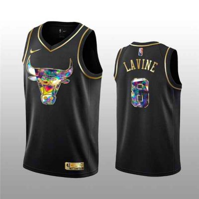 Men's Chicago Bulls #8 Zach lavine 2021/22 Black Golden Edition 75th Anniversary Diamond Logo Stitched Basketball Jersey