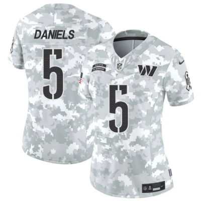 Women's Washington Commanders #5 Jayden Daniels 2024 F.U.S.E Arctic Camo Salute to Service(Run Small)