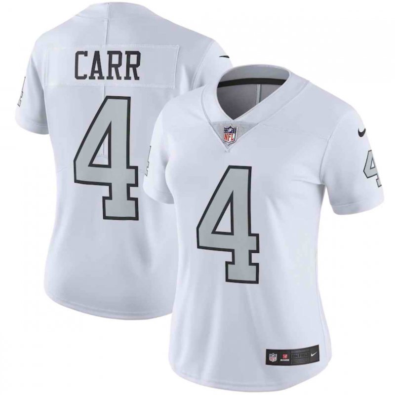 Women's Las Vegas Raiders #4 Derek Carr White Color Rush Limited Stitched Jersey(Run Small)