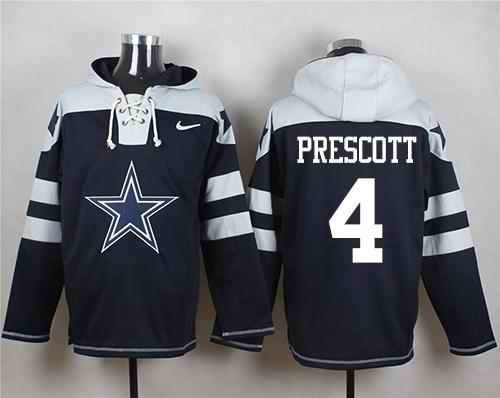 Nike Cowboys #4 Dak Prescott Navy Blue Player Pullover NFL Hoodie