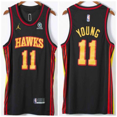 Men's Atlanta Hawks #11 Trae Young Black Stitched Jersey