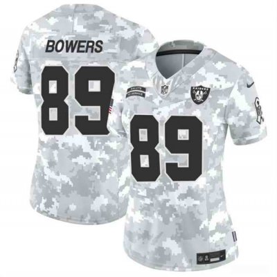 Women's Las Vegas Raiders #89 Brock Bowers 2024 F.U.S.E Arctic Camo Salute to Service Limited Stitched Jersey(Run Small)