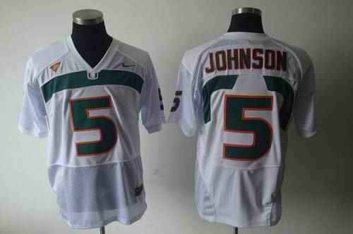 Hurricanes #5 Andre Johnson White Stitched NCAA Jerseys