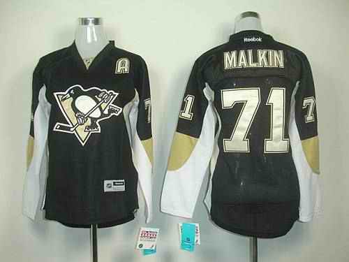 Penguins #71 Vgeni Malkin Black Women's Home Stitched NHL Jersey