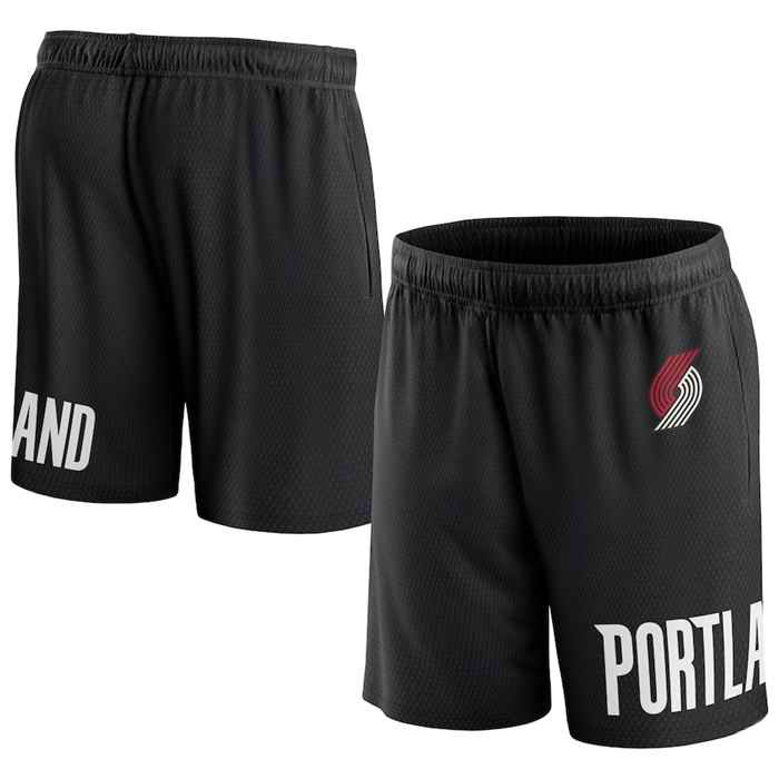 Men's Portland Trail Blazers Black Free Throw Mesh Shorts