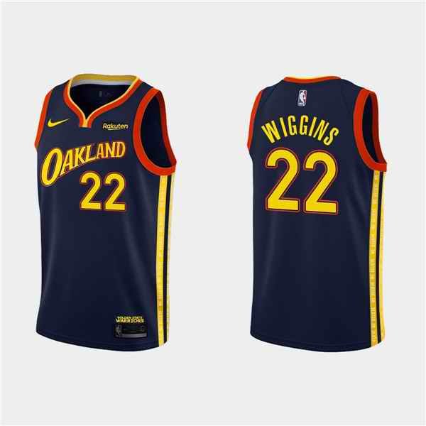 Men's Golden State Warriors #22 Andrew Wiggins 2020-21 Navy City Edition Stitched NBA Jersey