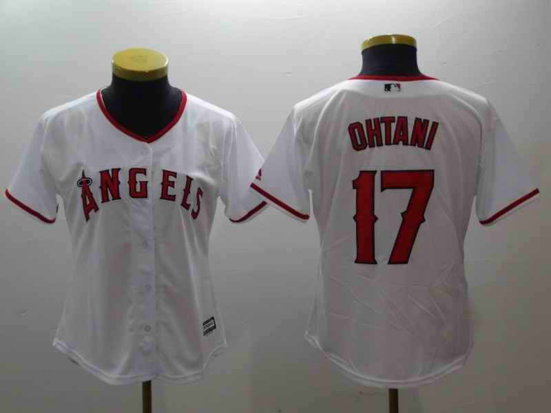 Women's Los Angeles Angels #17 Shohei Ohtani White Cool Base Stitched MLB Jersey