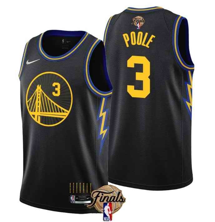 Youth Golden State Warriors #3 Jordan Poole 2022 Black NBA Finals Stitched Jersey