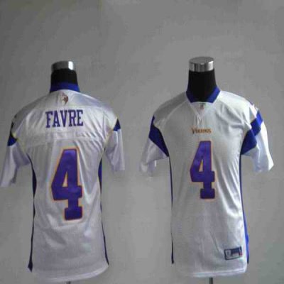 Vikings #4 Brett Favre White Stitched Youth NFL Jersey