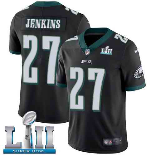 Youth Philadelphia Eagles #27 Malcolm Jenkins Black Super Bowl LII Game Event Stitched NFL Jersey