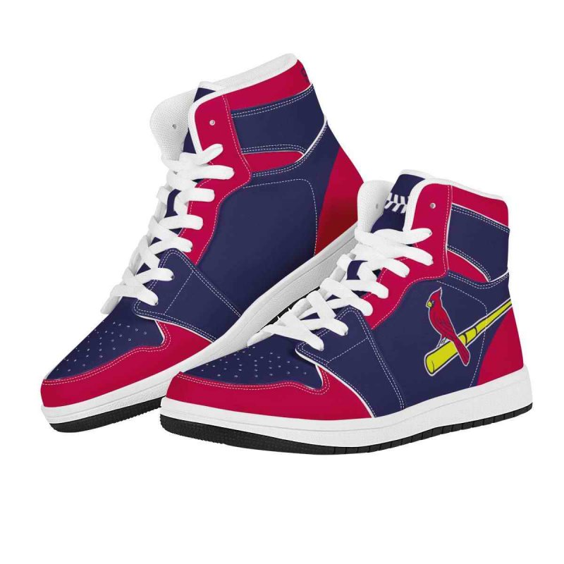 Men's St. Louis Cardinals High Top Leather AJ1 Sneakers 002