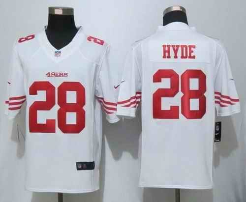 Nike 49ers #28 Carlos Hyde White Men's Stitched NFL Limited Jersey