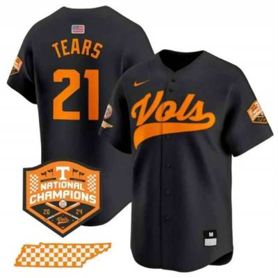 Men's Tennessee Volunteers #21 Kavares Tears Black 2024 Champions Vapor Limited Stitched Jersey