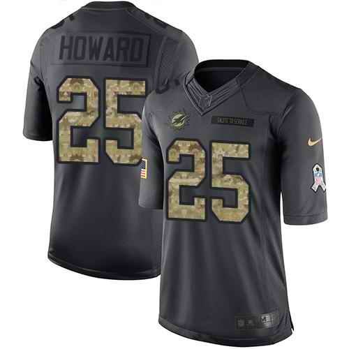 Nike Dolphins #25 Xavien Howard Black Men's Stitched NFL Limited 2016 Salute to Service Jersey