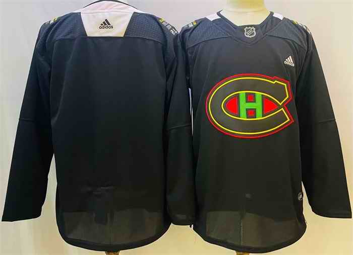 Men's Montreal Canadiens Blank 2022 Black Warm Up History Night  Stitched Jersey