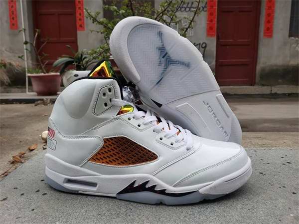 Men's Running Weapon Air Jordan 5 White Shoes 045