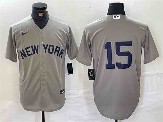 Men's New York Yankees #15 Thurman Munson Grey Cool Base Stitched Baseball Jersey