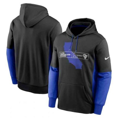 Men's Los Angeles Rams Black Color Block Fleece Performance Pullover Hoodie