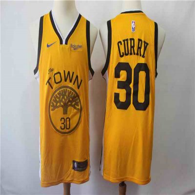 Men's Golden State Warriors #30 Stephen Curry Yellow 2019 Earned Edition Swingman Stitched NBA Jersey