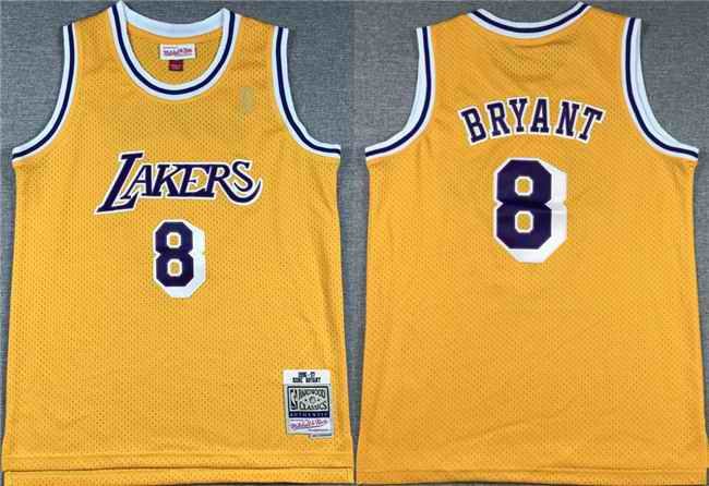 Youth Los Angeles Lakers #8 Kobe Bryant Yellow Stitched Basketball Jersey