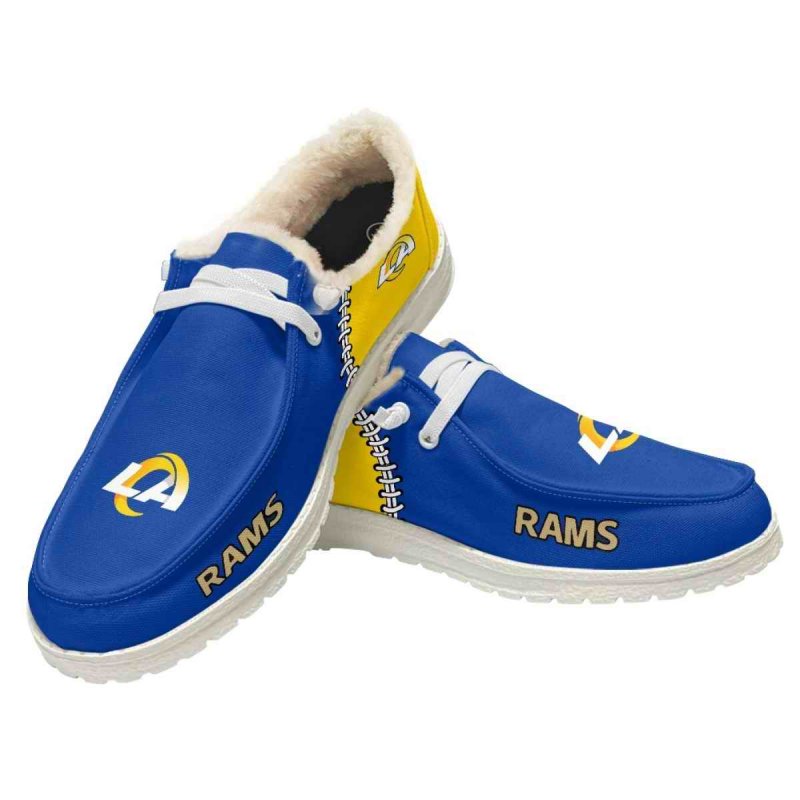 Women's Los Angeles Rams Loafers Lace Up Fuzzy Lined Shoes 002 (Pls check description for details)