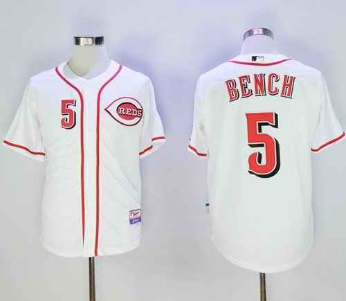 Women's Cincinnati Reds #5 Johnny Bench White Cool Base Stitched Jersey