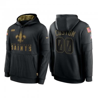 Men's New Orleans Saints Customized 2020 Black Salute To Service Sideline Performance Pullover Hoodie