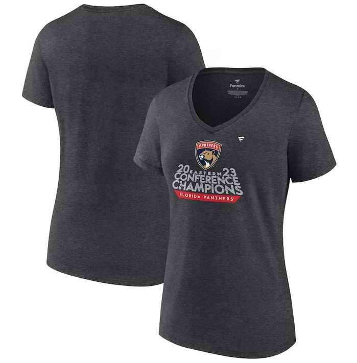 Women's Florida Panthers Heather Charcoal 2023 Eastern Conference Champions Locker Room T-Shirt