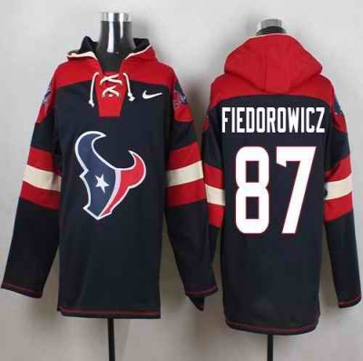 Nike Texans #87 C.J. Fiedorowicz Navy Blue Player Pullover NFL Hoodie