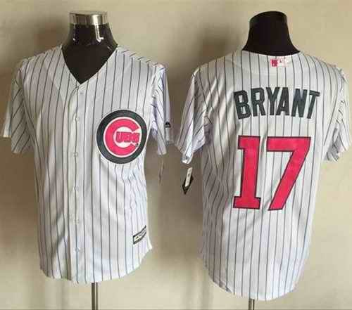 Cubs #17 Kris Bryant White Strip New Cool Base 2016 Mother's Day Stitched MLB Jersey