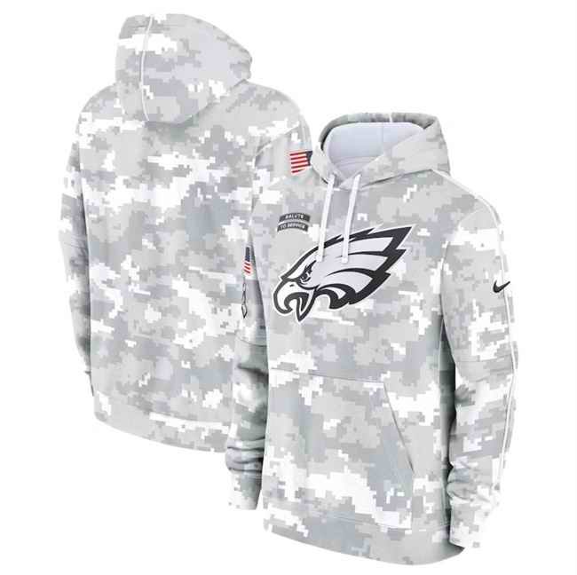 Men's Philadelphia Eagles 2024 Arctic Camo Salute to Service Club Fleece Pullover Hoodie