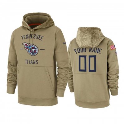 Men's Tennessee Titans Customized Tan 2019 Salute to Service Sideline Therma Pullover Hoodie