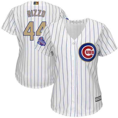 Women's Chicago Cubs #44 Anthony Rizzo Majestic White 2017 Gold Program Player Stitched MLB Jersey