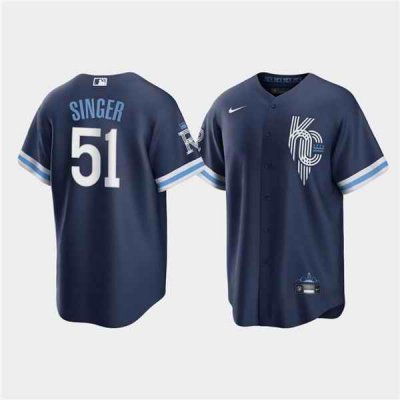 Men's Kansas City Royals #51 Brady Singer 2022 Navy City Connect Cool Base Stitched Jersey