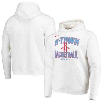 Men's Houston Rockets 2021 White City Edition Story Club Logo Pullover Hoodie