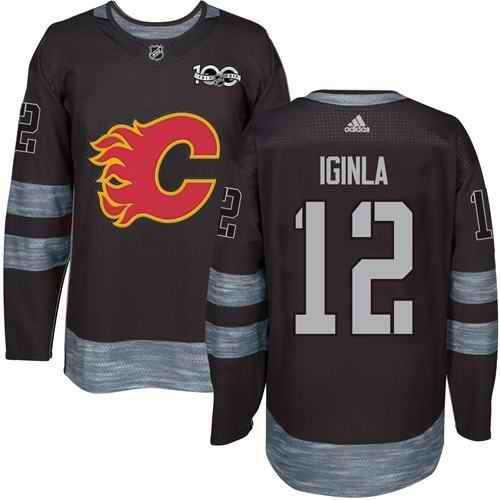 Flames #12 Jarome Iginla Black 1917-2017 100th Anniversary Stitched NHL Jersey